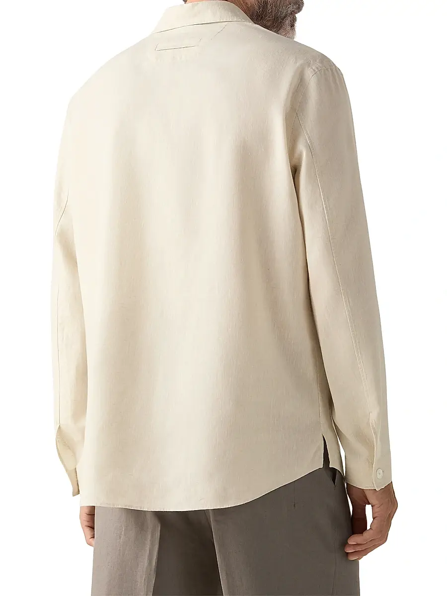 Zegna Men's Oasi Lino Polo Shirt | Thumbnail 3 Zegna Men's Oasi Lino Polo Shirt | Thumbnail 3