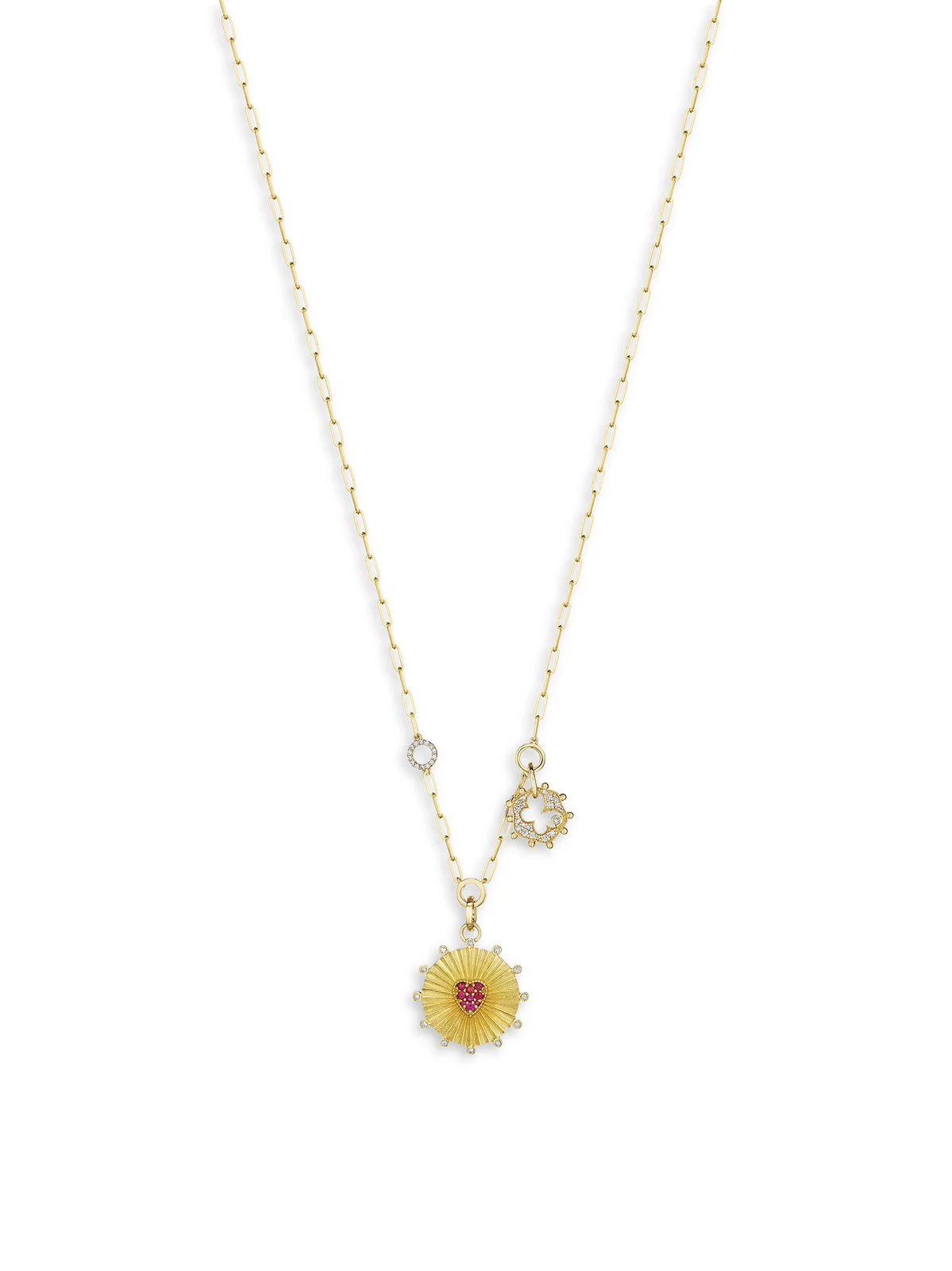 Women's Penka 18K Yellow Gold, 0.55 TCW Diamond & Ruby Charm Necklace Women's Penka 18K Yellow Gold, 0.55 TCW Diamond & Ruby Charm Necklace