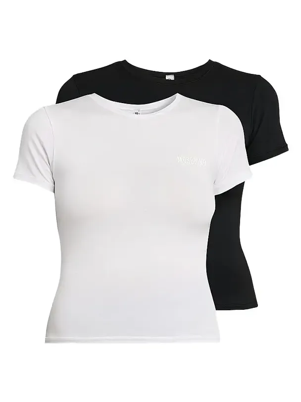 MOSCHINO Women's 2-Pack Logo Cotton-Blend T-Shirt Set