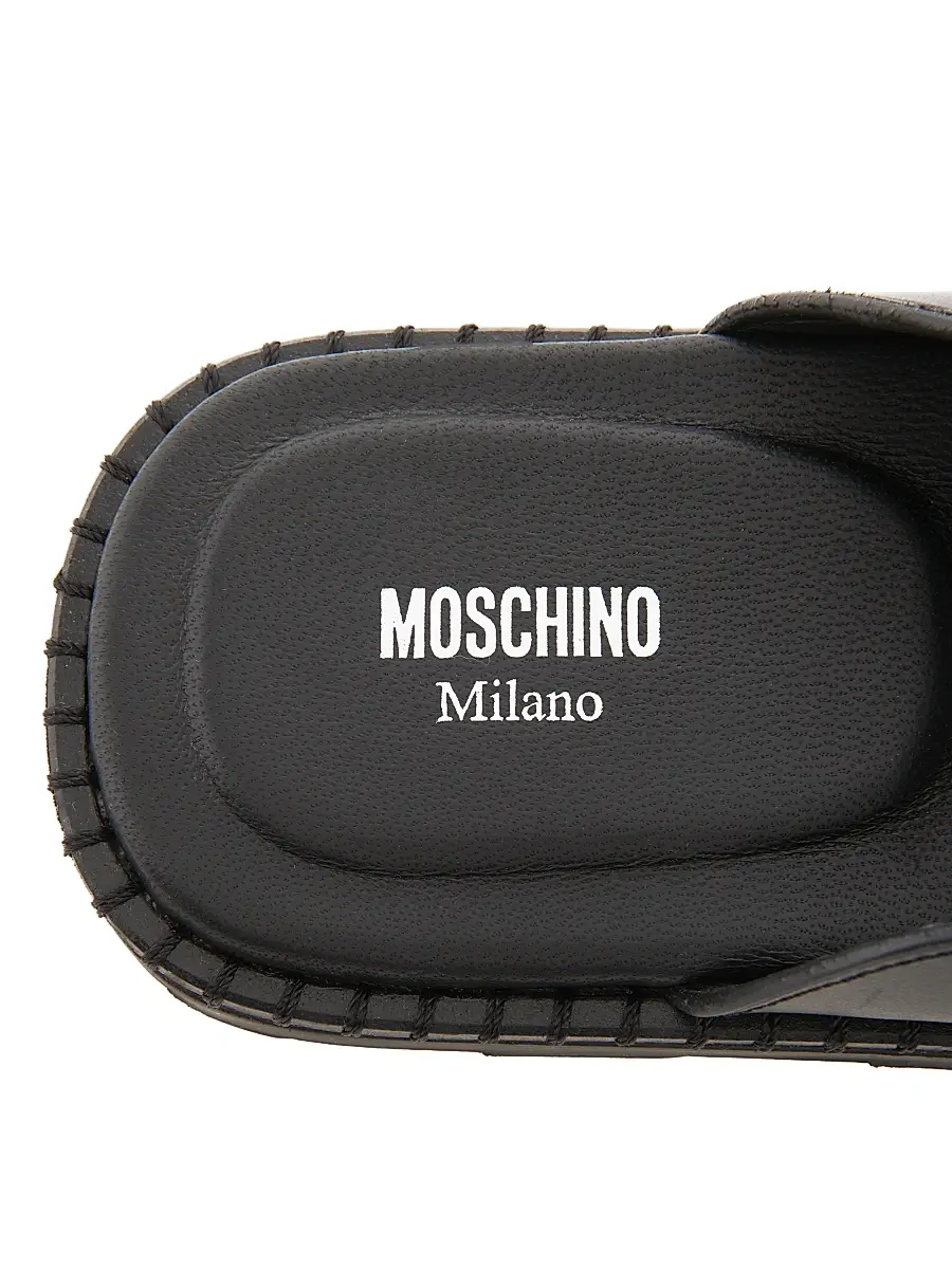 MOSCHINO Men's Logo Leather Mules | Thumbnail 5 MOSCHINO Men's Logo Leather Mules | Thumbnail 5
