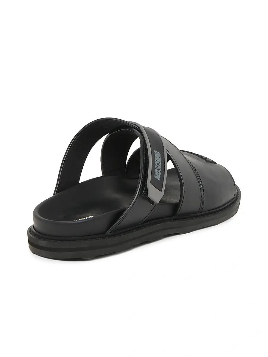 MOSCHINO Men's Leather Open-Toe Mules | Thumbnail 3 MOSCHINO Men's Leather Open-Toe Mules | Thumbnail 3