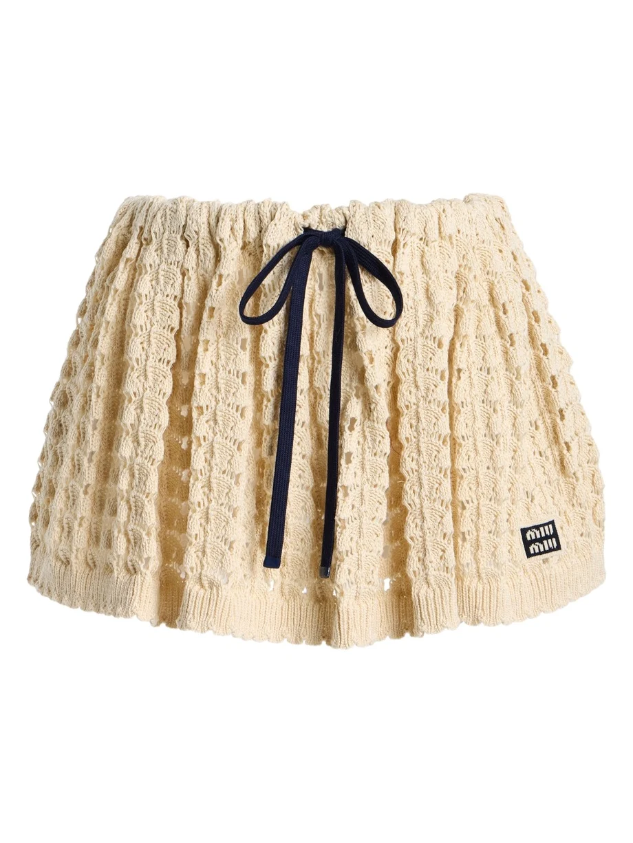 Crocheted Cotton Mini Drawstring Skirt Crocheted Cotton Mini Drawstring Skirt