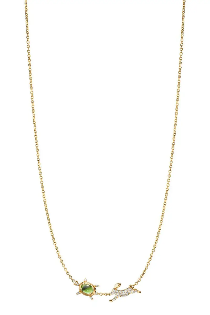 MONICA RICH KOSANN Tourmaline Slow and Steady Tortoise and the Hare Necklace