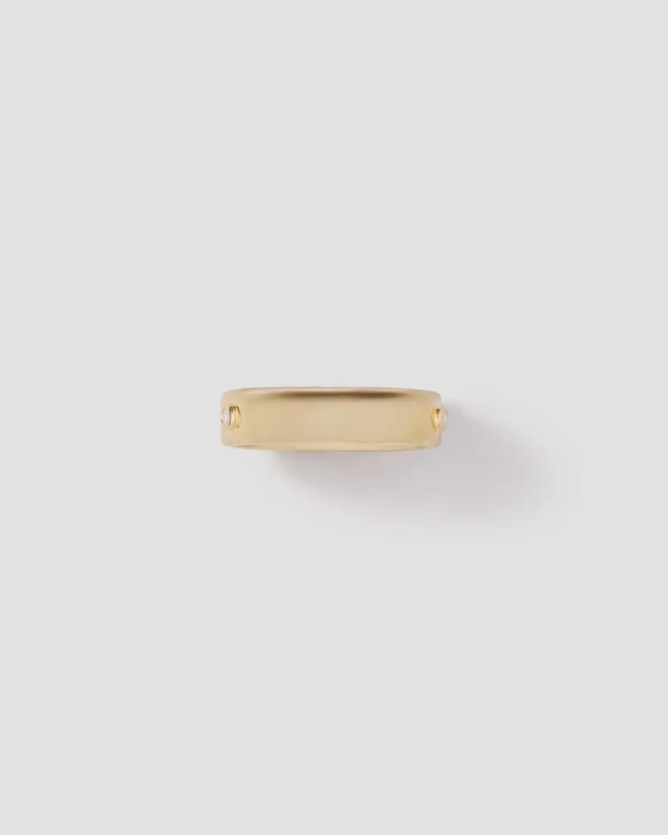 Jennifer Fisher Jennifer Fisher Personalized Skinny Family Gothic Ring with 2 White Diamonds in 18K Yellow Gold 3 | Thumbnail 2 Jennifer Fisher Jennifer Fisher Personalized Skinny Family Gothic Ring with 2 White Diamonds in 18K Yellow Gold 3 | Thumbnail 2