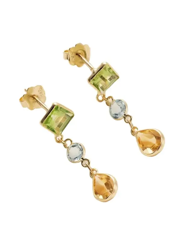 Chakra 14-karat Gold Peridot, Topaz And Citrine Earrings - Multi Chakra 14-karat Gold Peridot, Topaz And Citrine Earrings - Multi