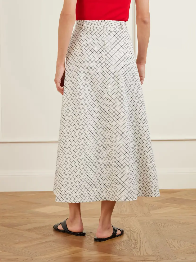 RÓHE Checked Cotton-blend Poplin Midi Skirt | Thumbnail 4 RÓHE Checked Cotton-blend Poplin Midi Skirt | Thumbnail 4