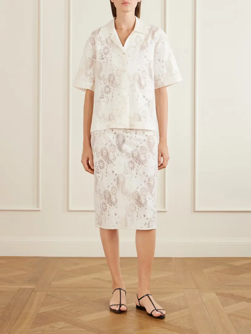 RÓHE Embroidered Linen-blend Lace Shirt | Thumbnail 2