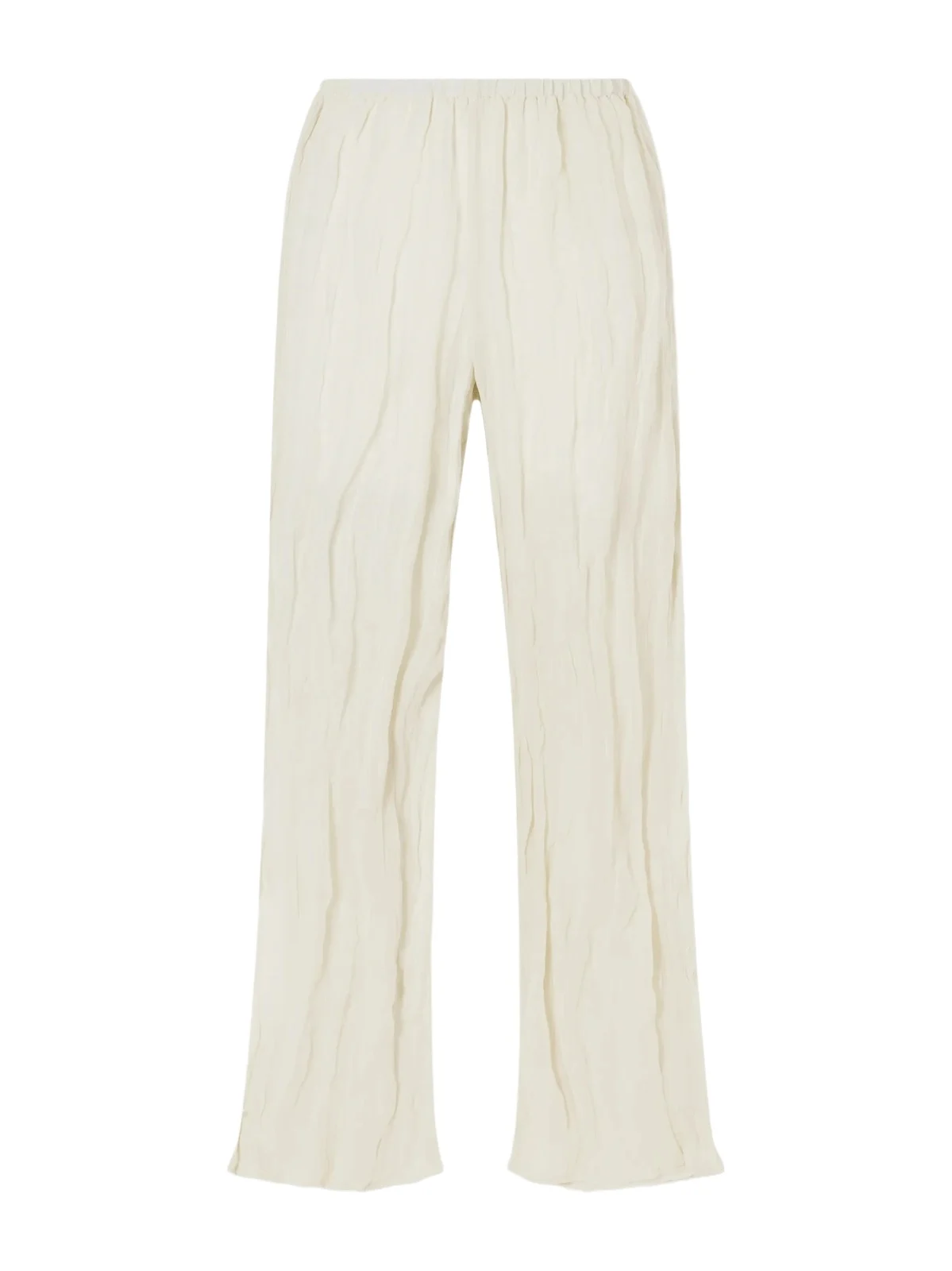 Crinkled Cotton-blend Wide-leg Pants