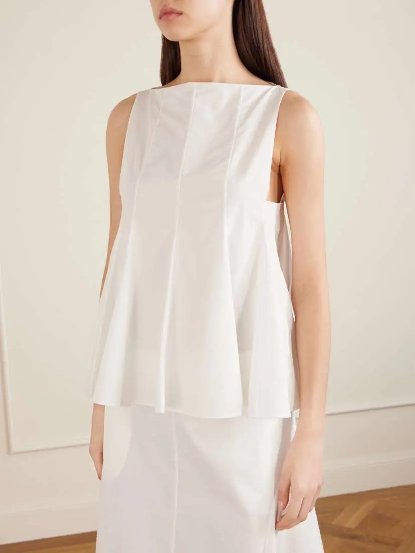 Khaite Marita Paneled Cotton-poplin Blouse | Thumbnail 4