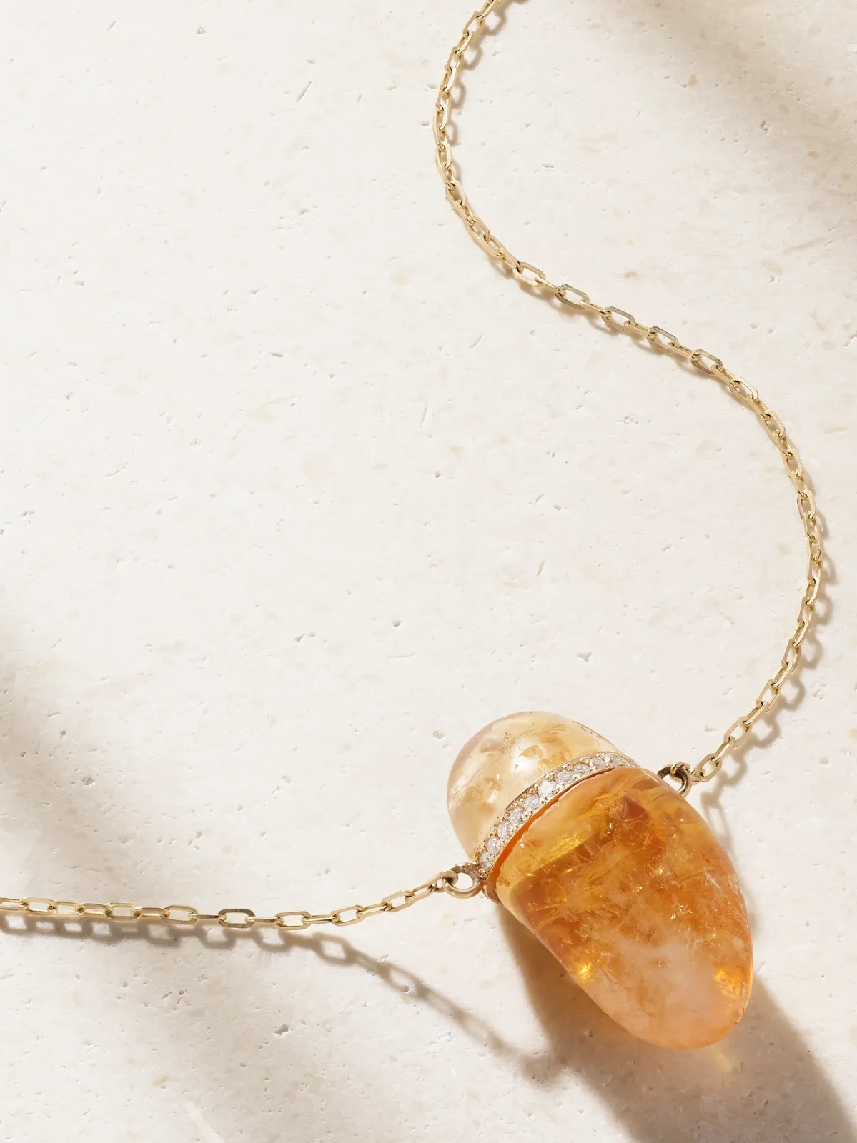 JIA JIA 14-karat Gold, Citrine And Diamond Necklace