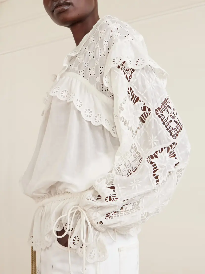 Isabel Marant Nowana Broderie Anglaise Cotton And Silk-blend Blouse | Thumbnail 4 Isabel Marant Nowana Broderie Anglaise Cotton And Silk-blend Blouse | Thumbnail 4