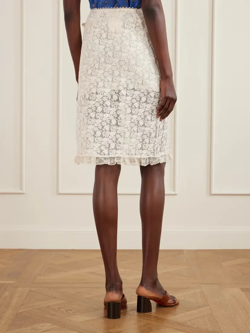 DÔEN Aurella Ruffled Embroidered Mesh Midi Skirt | Thumbnail 4 DÔEN Aurella Ruffled Embroidered Mesh Midi Skirt | Thumbnail 4