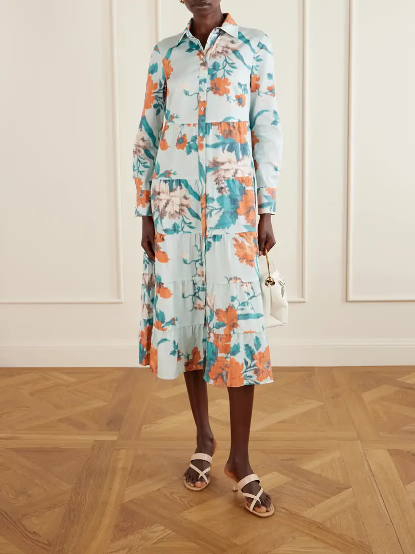 Erdem Tiered Floral-print Cotton Midi Dress | Thumbnail 2 Erdem Tiered Floral-print Cotton Midi Dress | Thumbnail 2
