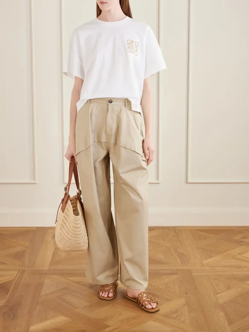 Loewe + Paula's Ibiza Paneled Cotton Gabardine Wide-leg Pants | Thumbnail 2 Loewe + Paula's Ibiza Paneled Cotton Gabardine Wide-leg Pants | Thumbnail 2