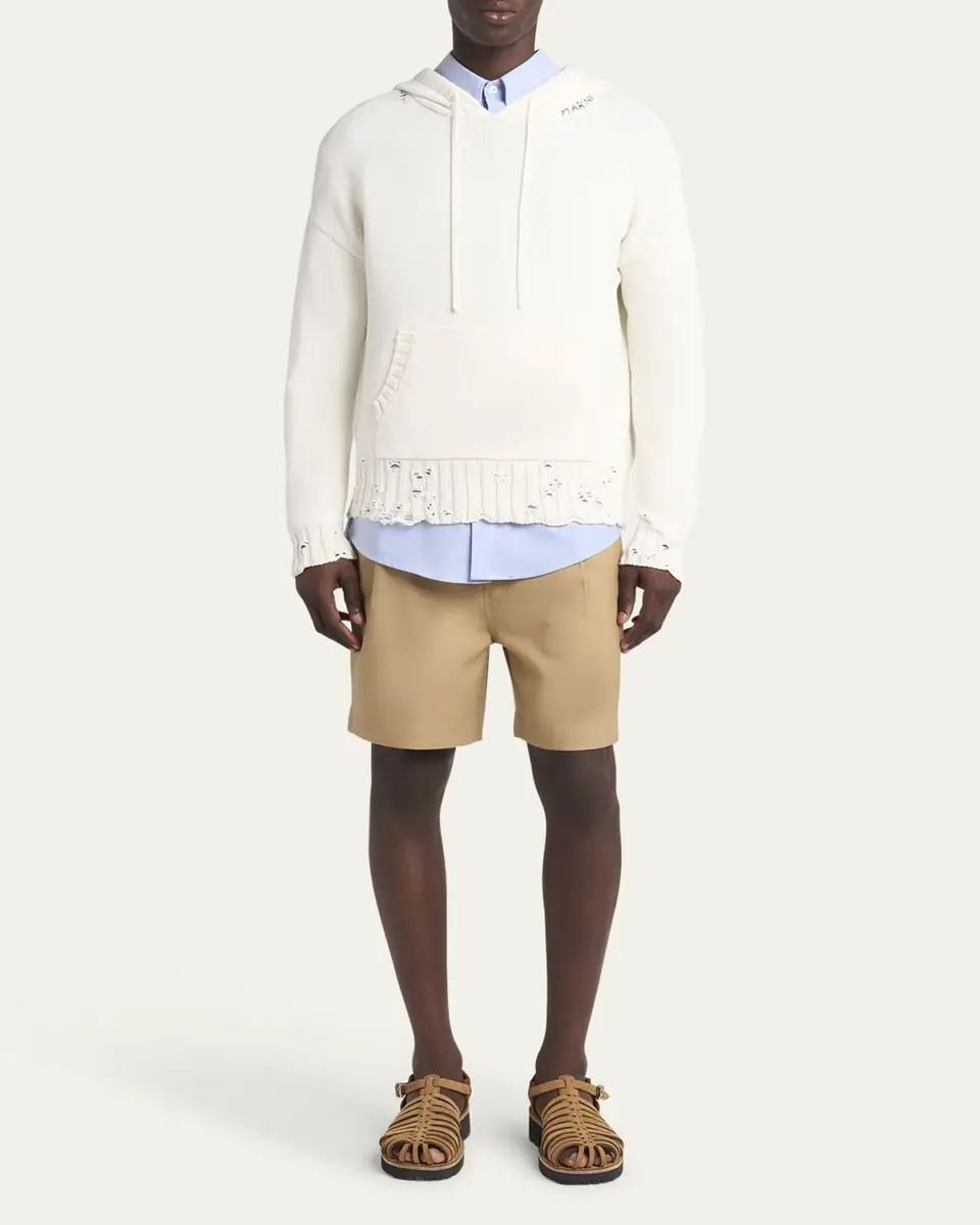 Marni Men's Distressed Knit Logo Hoodie | Thumbnail 2