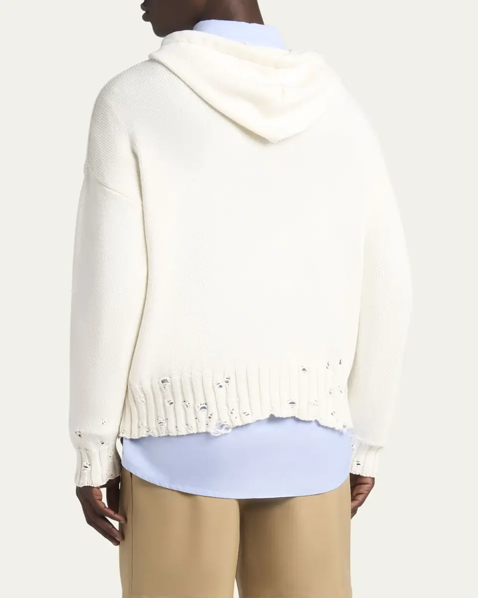 Marni Men's Distressed Knit Logo Hoodie | Thumbnail 3