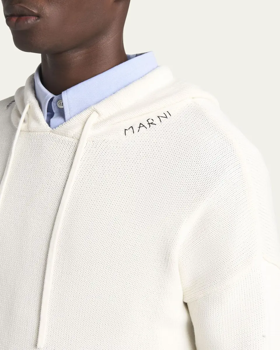 Marni Men's Distressed Knit Logo Hoodie | Thumbnail 5