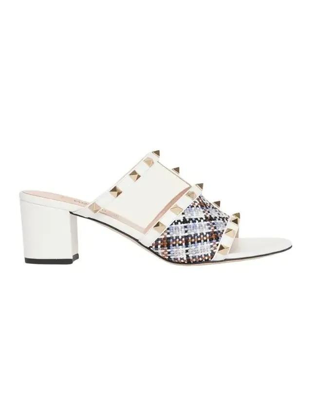 60mm Rockstud Leather Block-Heel Mules 60mm Rockstud Leather Block-Heel Mules
