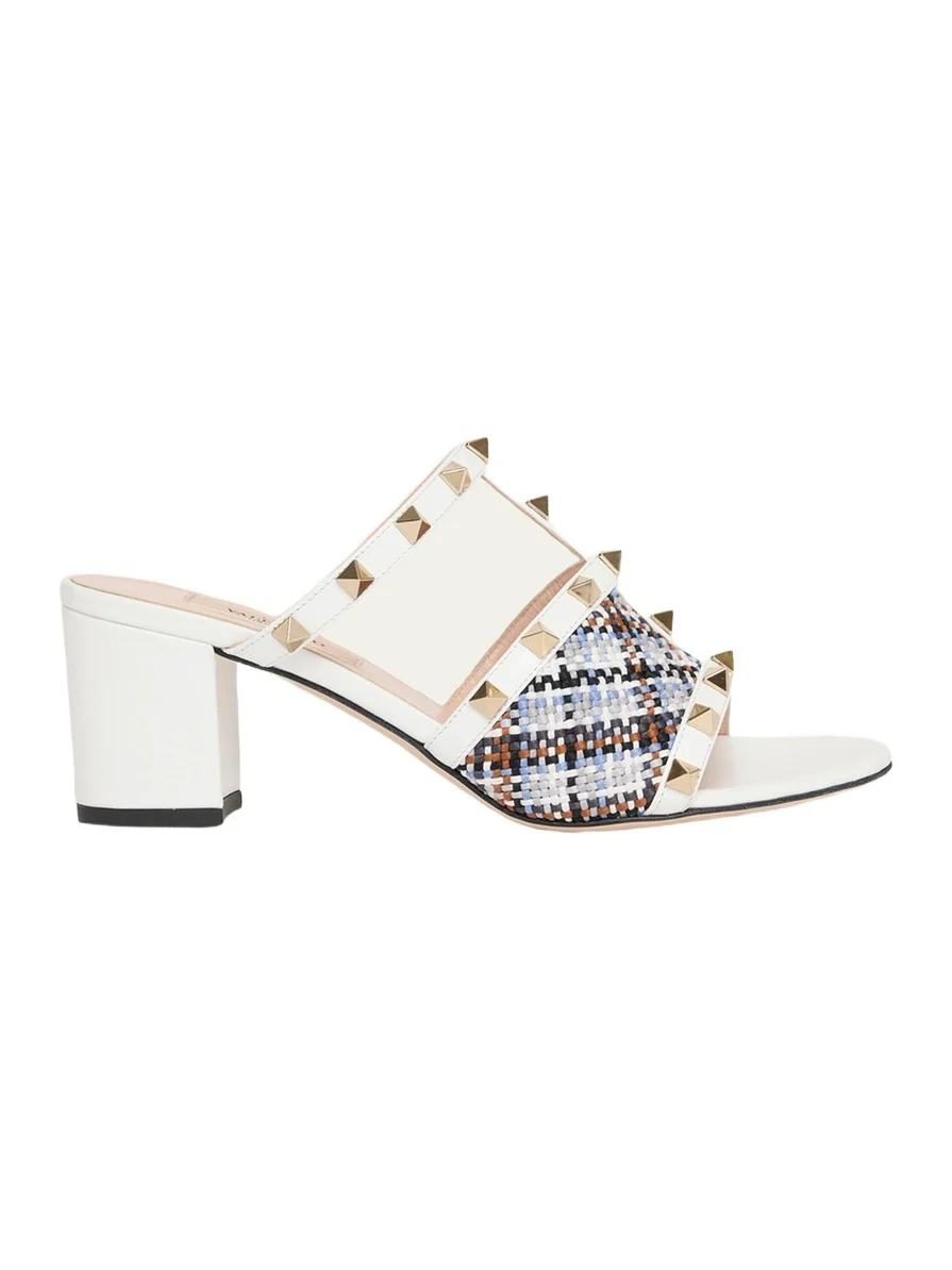 Valentino Garavani 60mm Rockstud Leather Block-Heel Mules