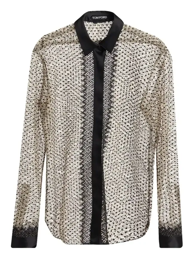 Polka-Dot Lace Button-Down Shirt Polka-Dot Lace Button-Down Shirt