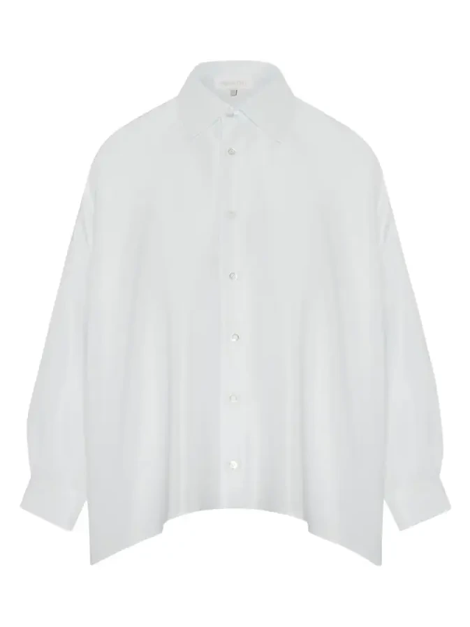 Wide A-Line Shirt With Collar - Very Long Length