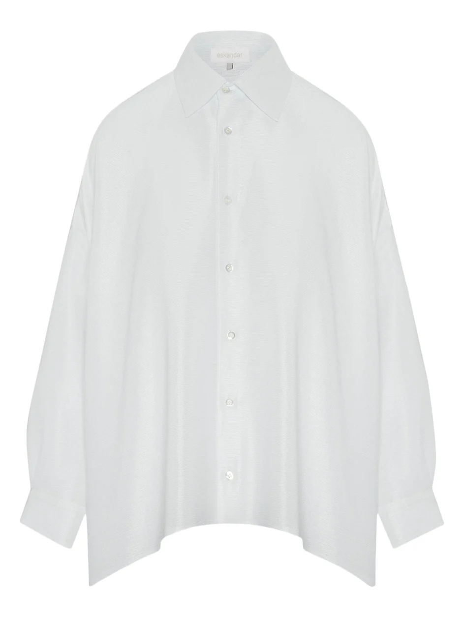 Wide A-Line Shirt With Collar - Very Long Length