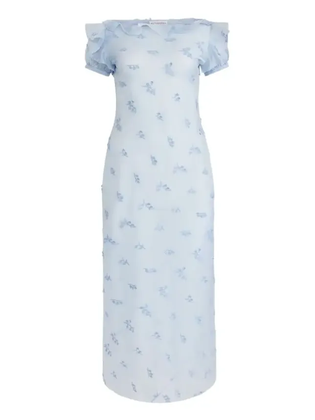 Lafont Floral Embroidered Puff-Sleeve Maxi Dress Lafont Floral Embroidered Puff-Sleeve Maxi Dress