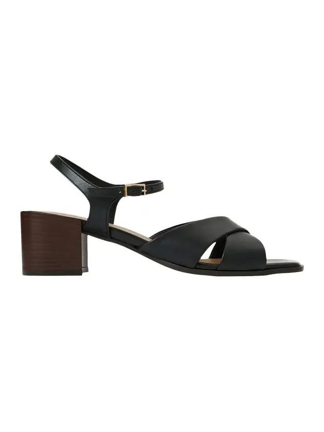 55mm Domenica Leather Block-Heel Sandals