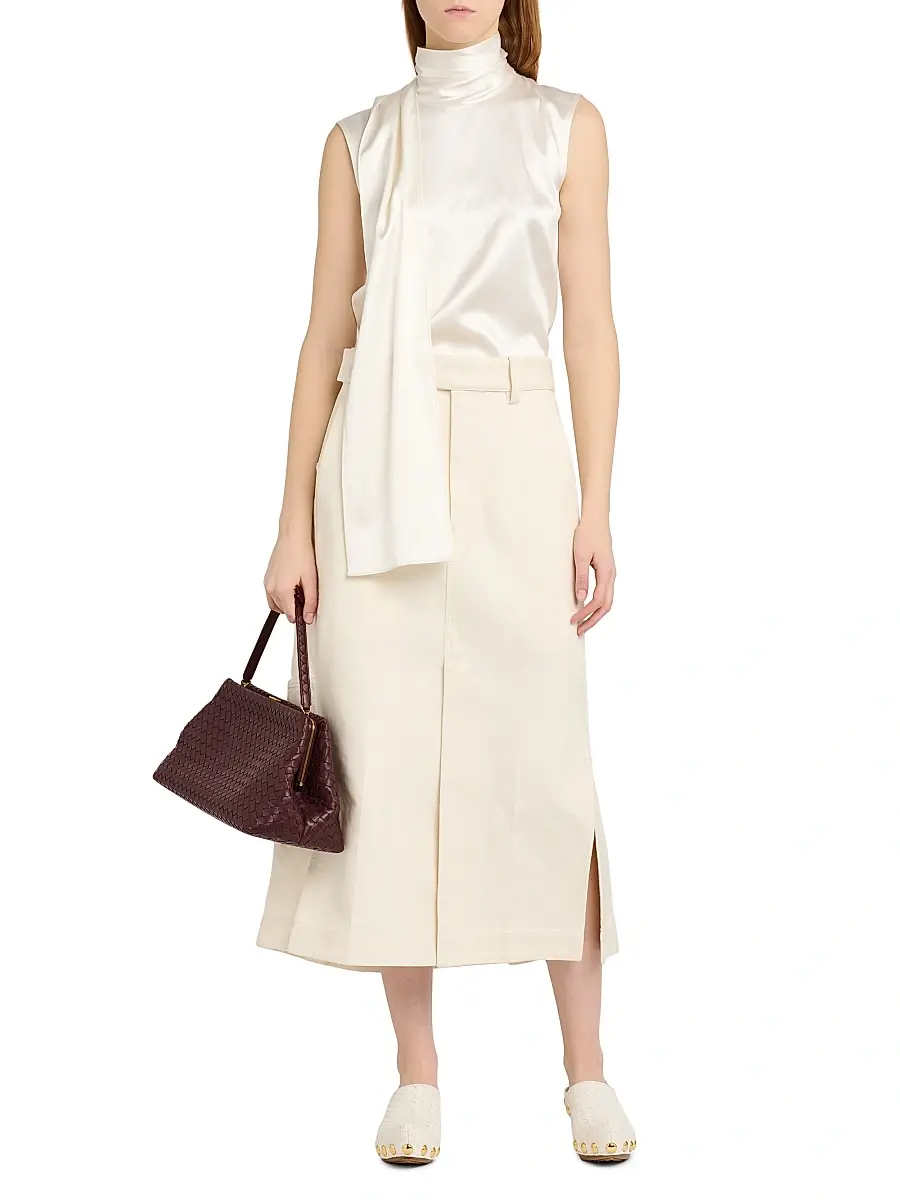 Bottega Veneta Women's Workwear Cotton Twill Midi-Skirt | Thumbnail 2