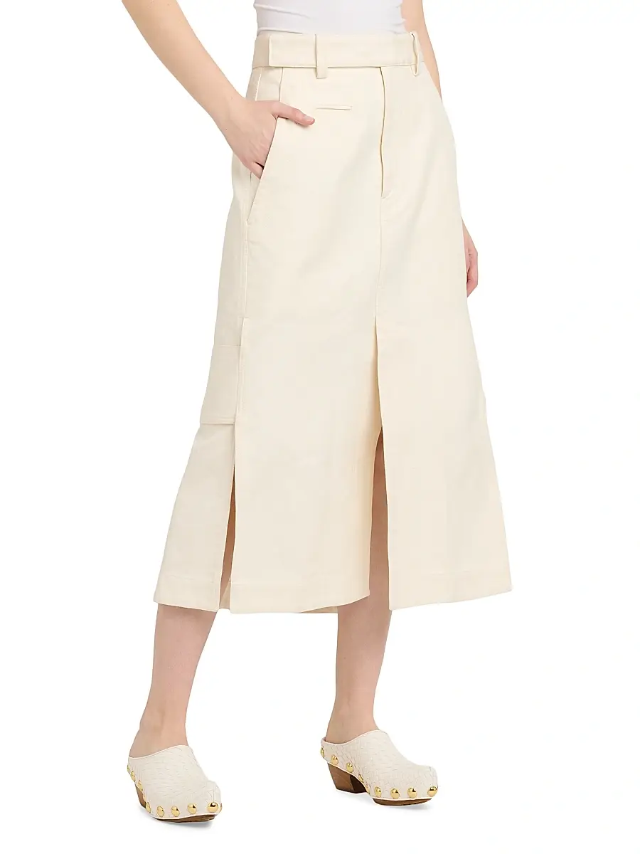 Bottega Veneta Women's Workwear Cotton Twill Midi-Skirt | Thumbnail 4