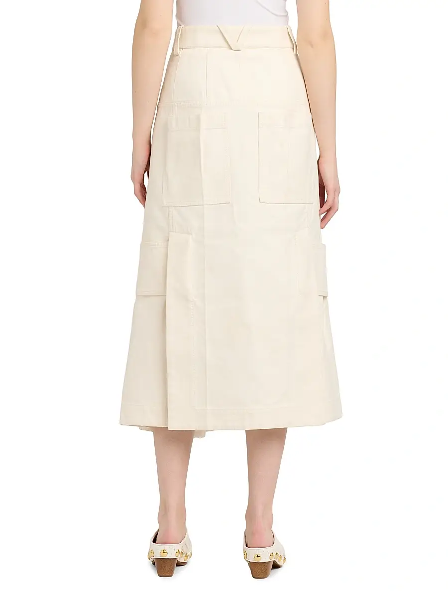 Bottega Veneta Women's Workwear Cotton Twill Midi-Skirt | Thumbnail 5