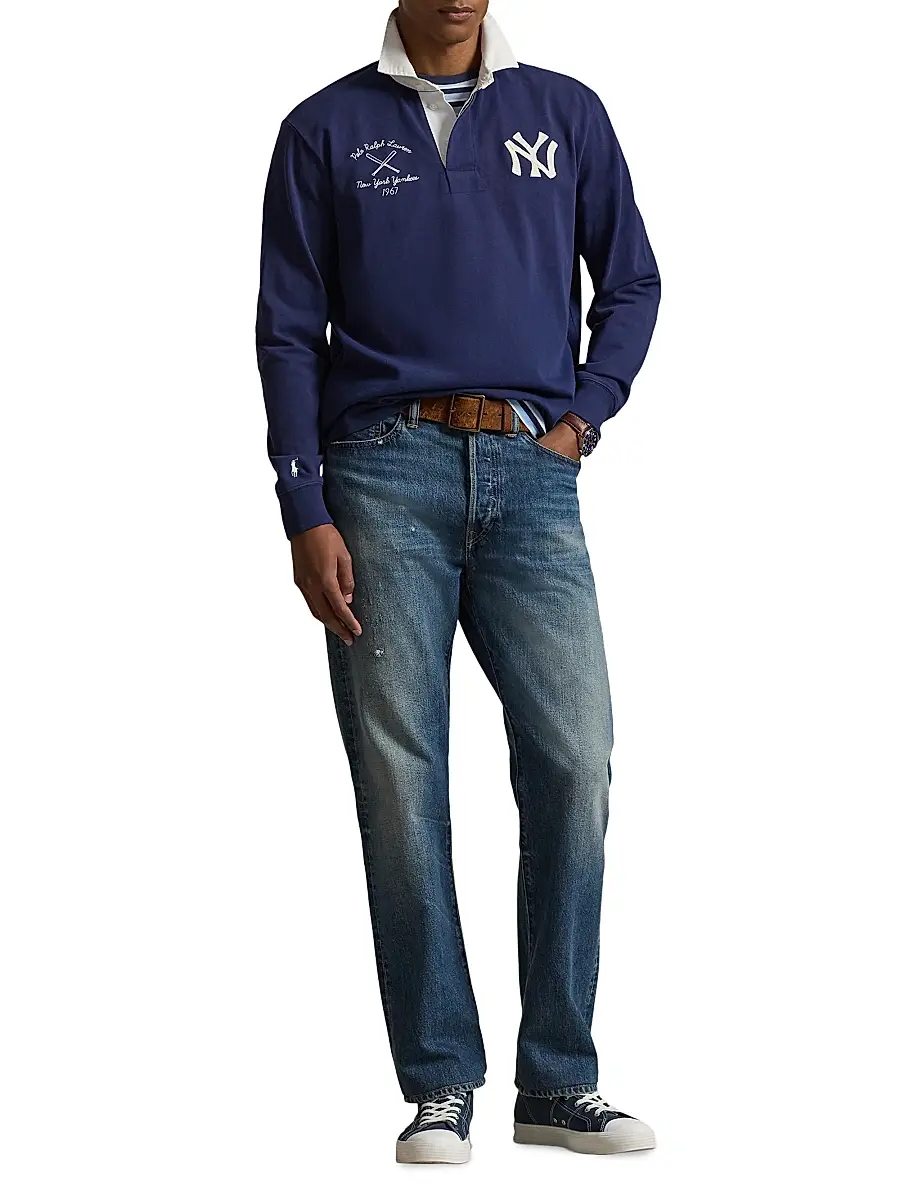 Polo Ralph Lauren Men's Yankees Cotton Rugby Shirt | Thumbnail 2 Polo Ralph Lauren Men's Yankees Cotton Rugby Shirt | Thumbnail 2