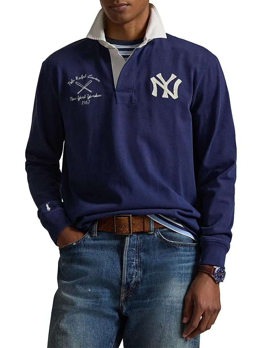 Polo Ralph Lauren Men's Yankees Cotton Rugby Shirt | Thumbnail 3 Polo Ralph Lauren Men's Yankees Cotton Rugby Shirt | Thumbnail 3