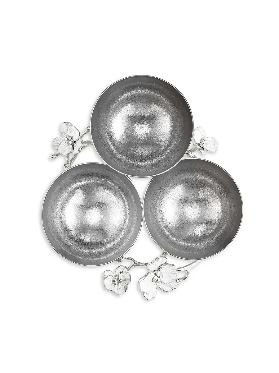 Michael Aram Silver Orchid Triple Bowl | Thumbnail 4 Michael Aram Silver Orchid Triple Bowl | Thumbnail 4