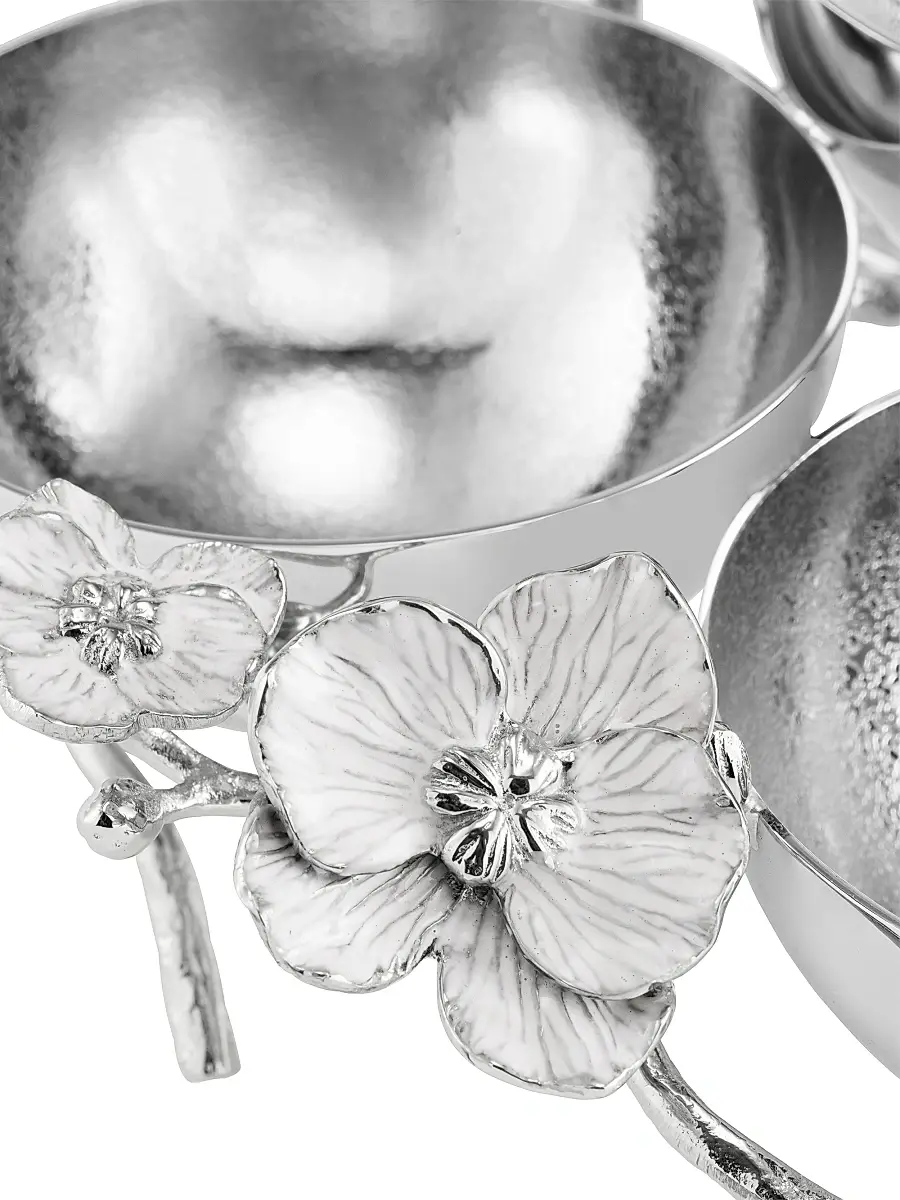 Michael Aram Silver Orchid Triple Bowl | Thumbnail 5 Michael Aram Silver Orchid Triple Bowl | Thumbnail 5