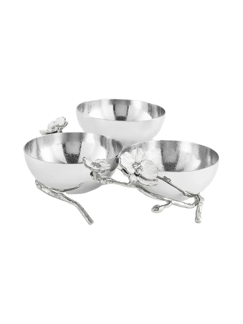 Michael Aram Silver Orchid Triple Bowl