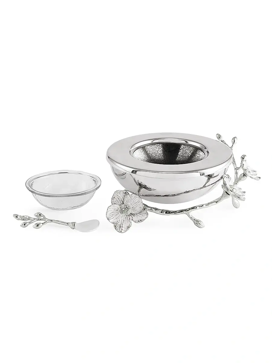 Michael Aram Silver Orchid Caviar Dish & Spoon | Thumbnail 3 Michael Aram Silver Orchid Caviar Dish & Spoon | Thumbnail 3