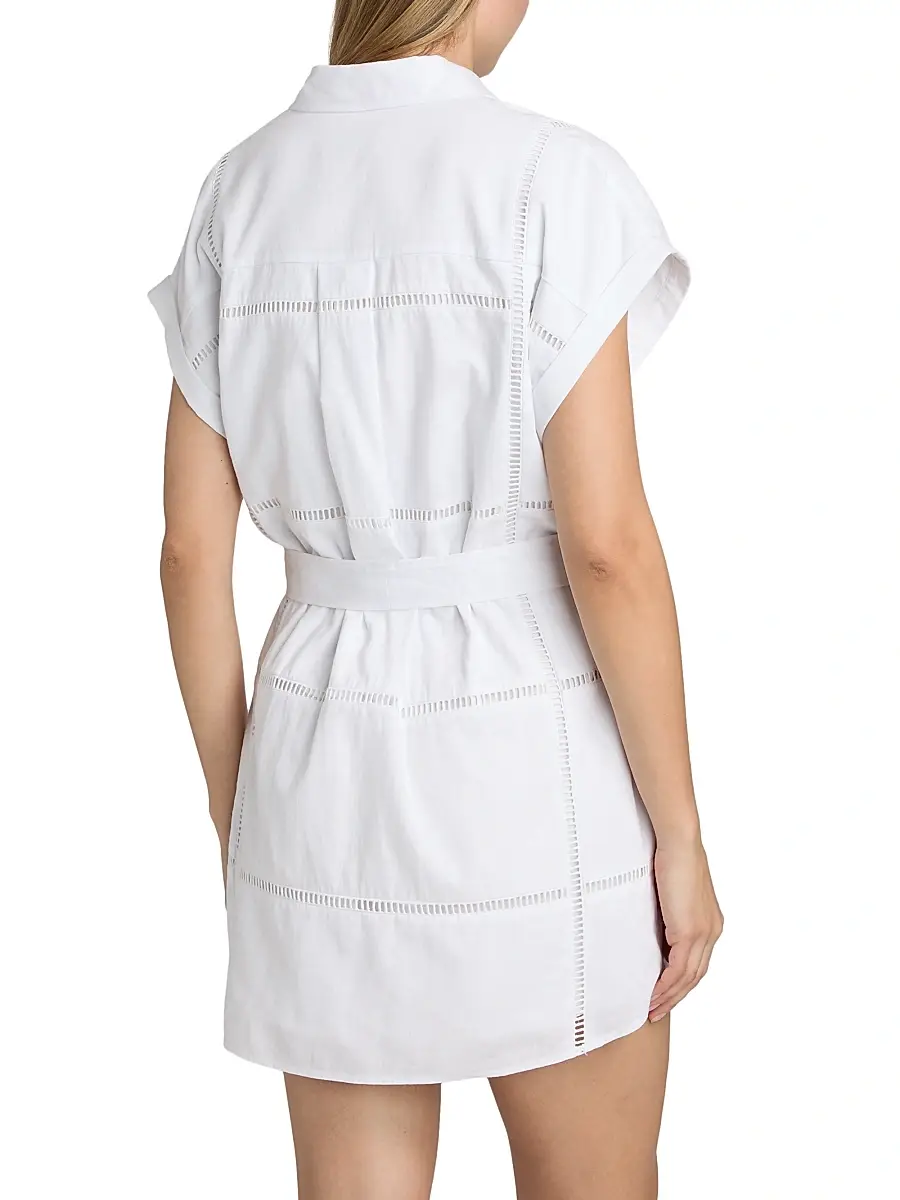Le Jean Women's Eyelet Linen Shirtdress | Thumbnail 5 Le Jean Women's Eyelet Linen Shirtdress | Thumbnail 5