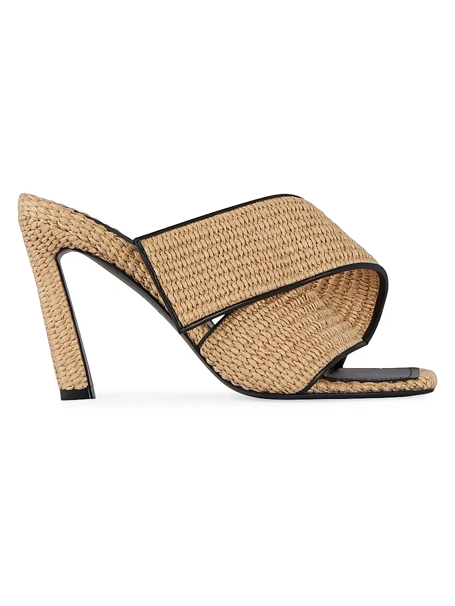 Givenchy Women's Sliced Square Raffia-Effect Heeled Mules | Image 1 Givenchy Women's Sliced Square Raffia-Effect Heeled Mules | Image 1