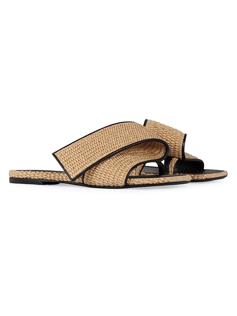 Givenchy Women's Sliced Square Raffia-Effect Flat Mules | Thumbnail 2 Givenchy Women's Sliced Square Raffia-Effect Flat Mules | Thumbnail 2