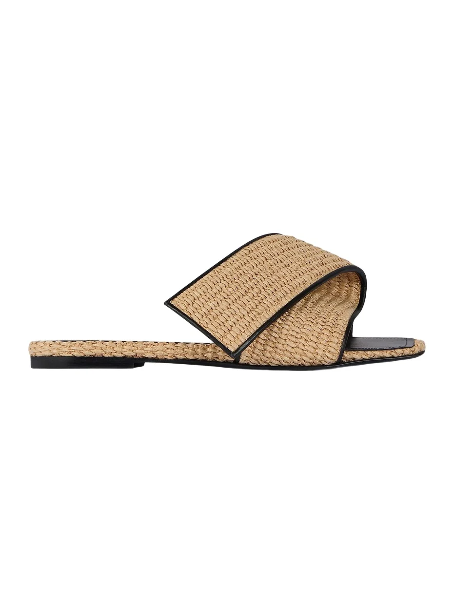 Givenchy Women's Sliced Square Raffia-Effect Flat Mules