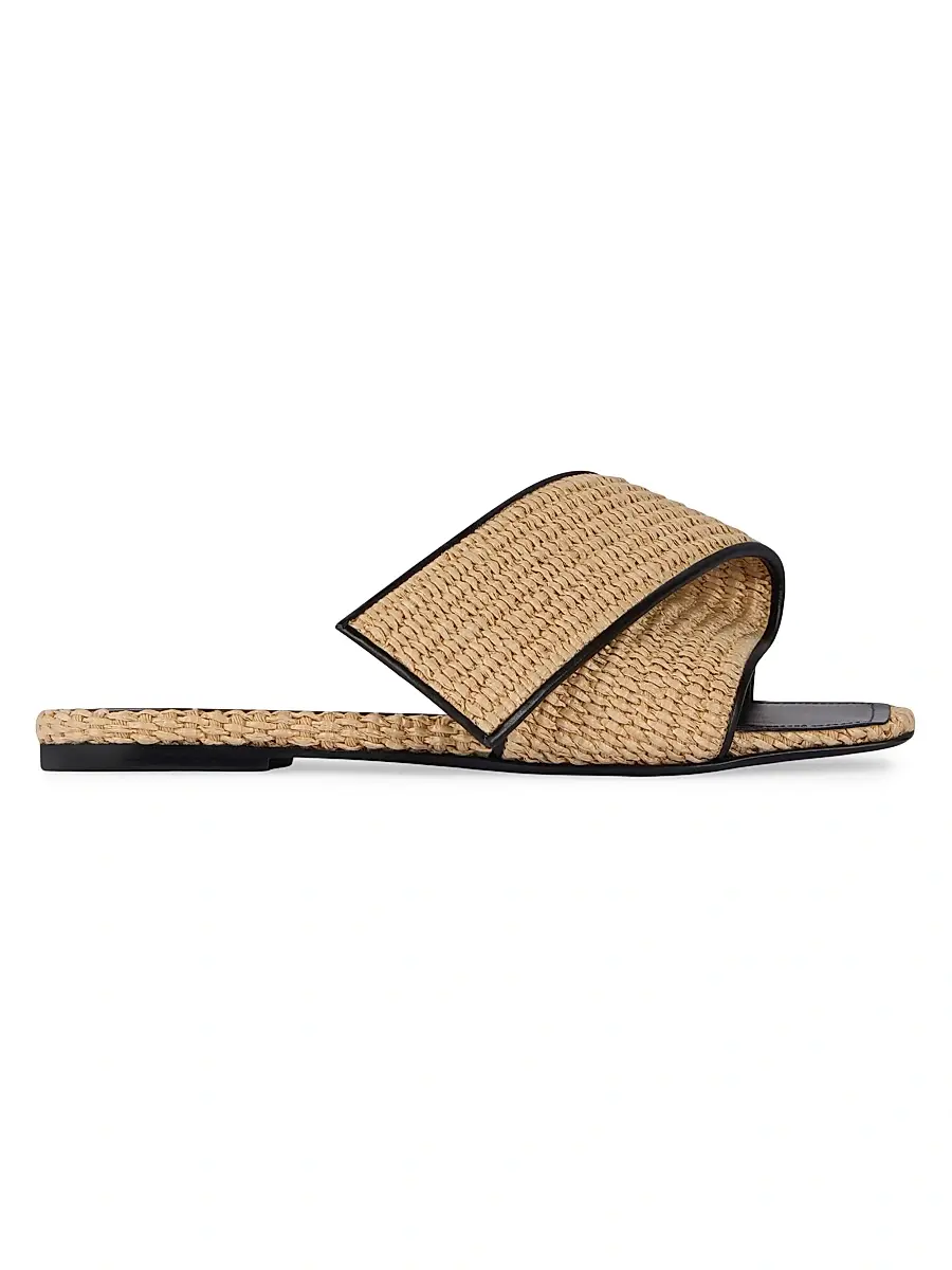 Givenchy Women's Sliced Square Raffia-Effect Flat Mules - Natural | Image 1 Givenchy Women's Sliced Square Raffia-Effect Flat Mules - Natural | Image 1