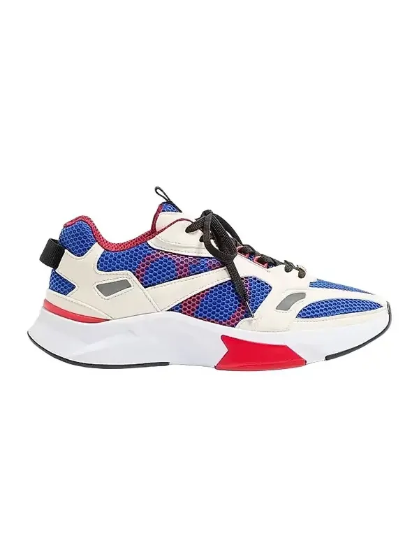 Men's Demivee Sneakers in Mesh Fabric with Suede Inserts - White Blue Men's Demivee Sneakers in Mesh Fabric with Suede Inserts - White Blue