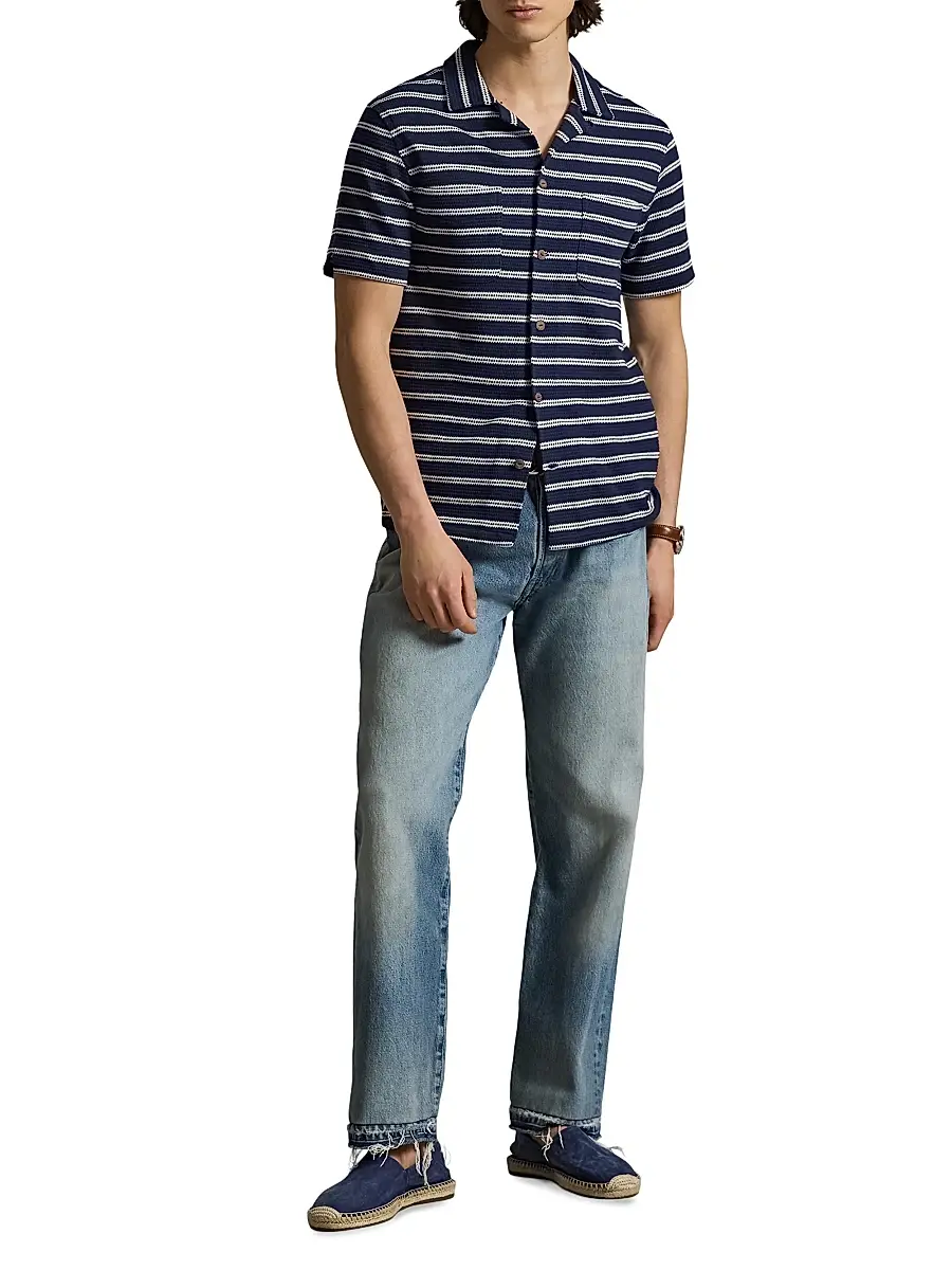 Polo Ralph Lauren Men's Striped Cotton-Blend Camp Shirt | Thumbnail 2 Polo Ralph Lauren Men's Striped Cotton-Blend Camp Shirt | Thumbnail 2