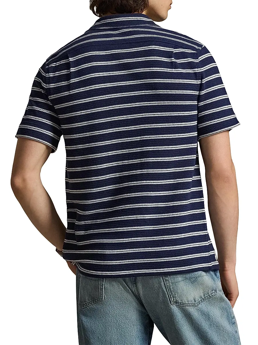 Polo Ralph Lauren Men's Striped Cotton-Blend Camp Shirt | Thumbnail 4 Polo Ralph Lauren Men's Striped Cotton-Blend Camp Shirt | Thumbnail 4