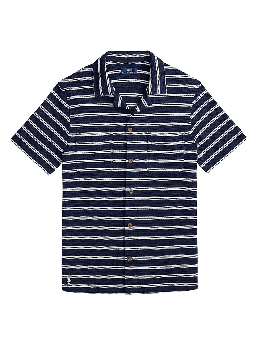 Polo Ralph Lauren Men's Striped Cotton-Blend Camp Shirt