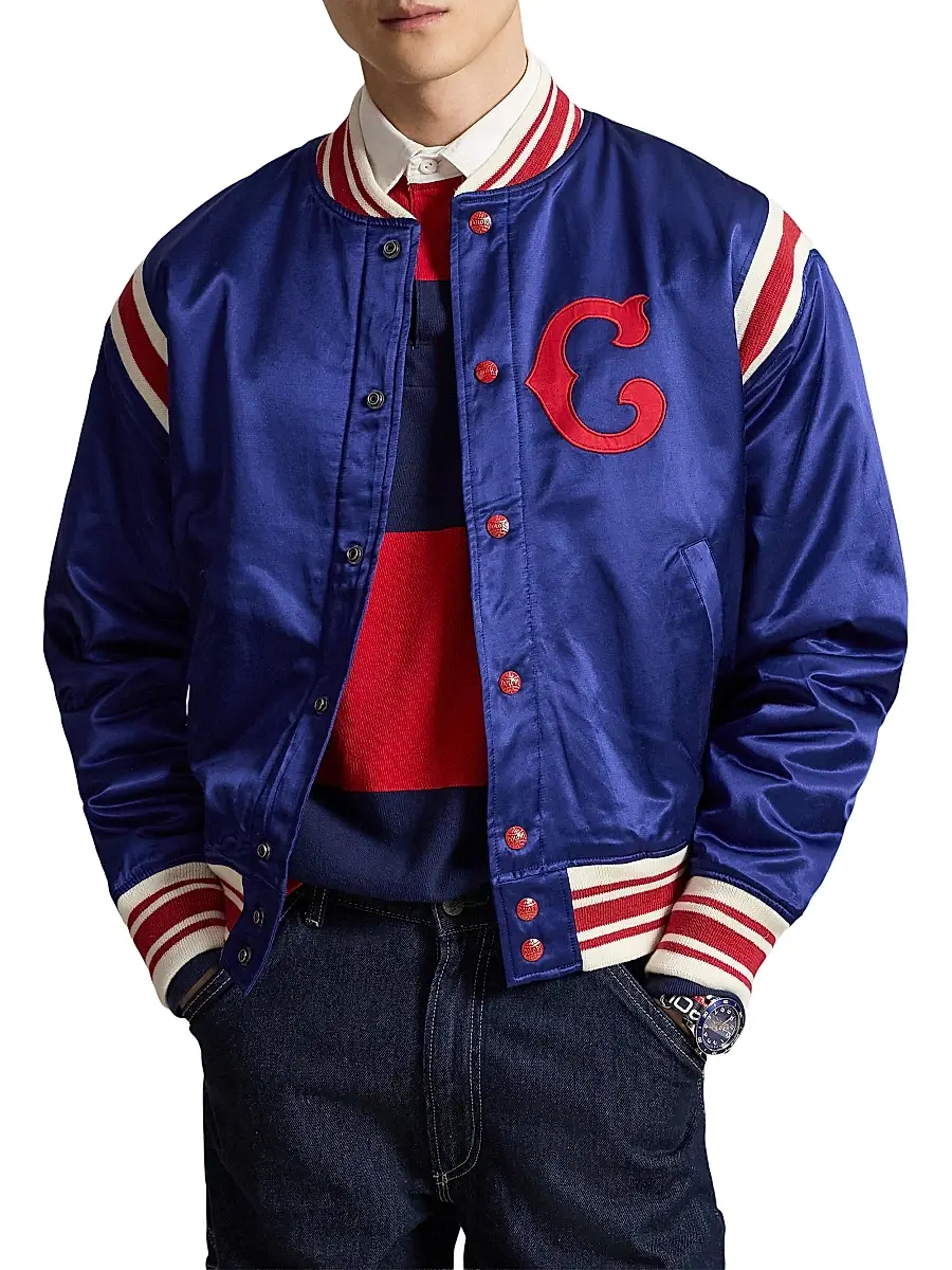 Polo Ralph Lauren Men's Cubs Cotton-Blend Satin Bomber Jacket - Fall Royal - Size XXL | Image 1 Polo Ralph Lauren Men's Cubs Cotton-Blend Satin Bomber Jacket - Fall Royal - Size XXL | Image 1