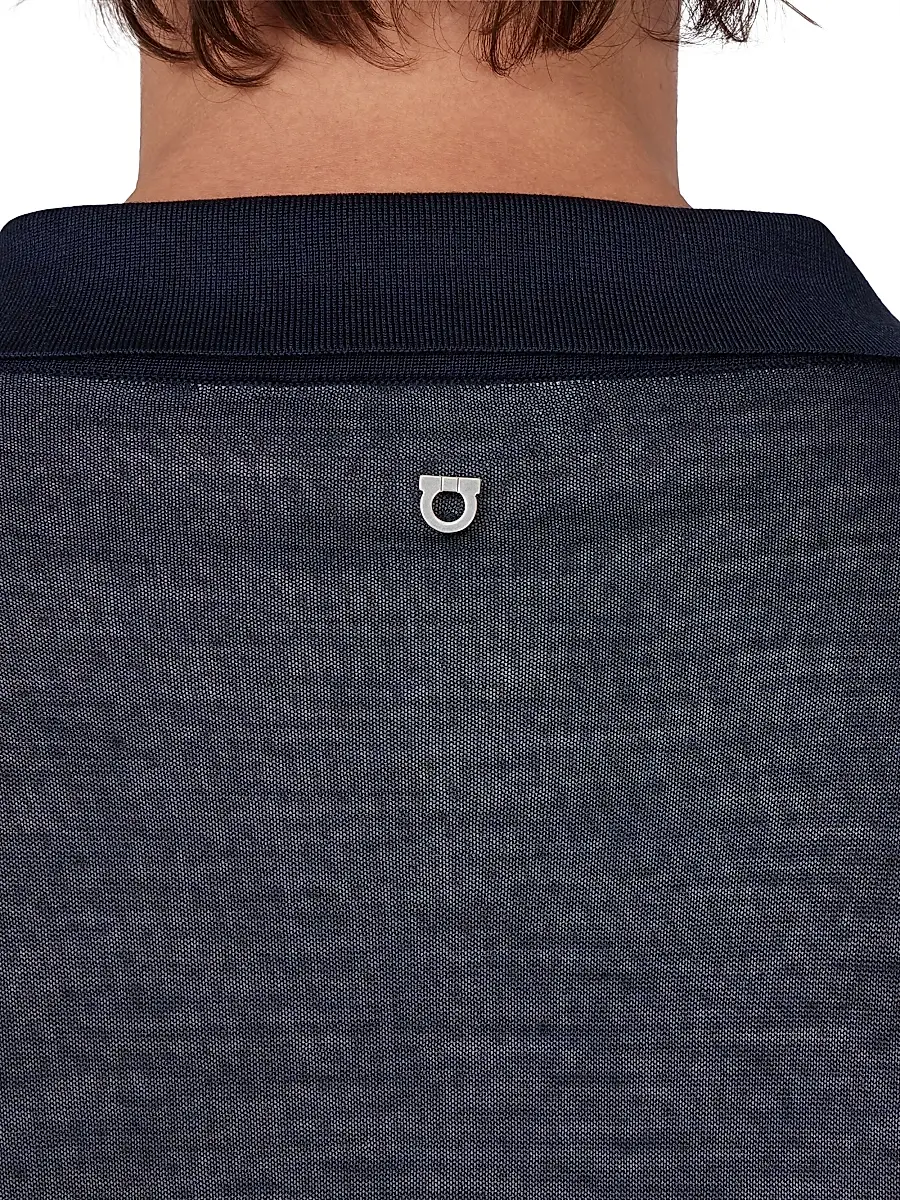 Ferragamo Men's Silk Johnny Collar Polo Sweater | Thumbnail 4 Ferragamo Men's Silk Johnny Collar Polo Sweater | Thumbnail 4