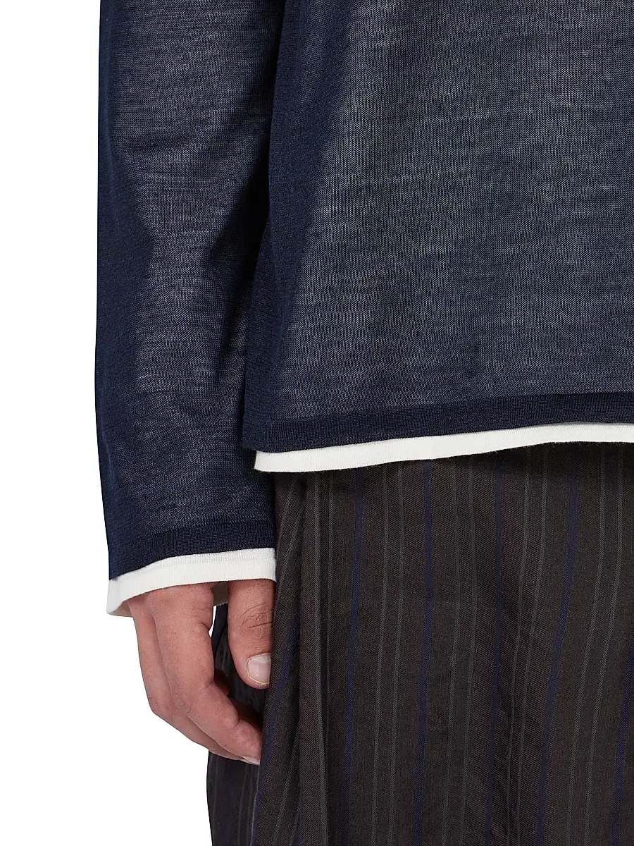 Ferragamo Men's Silk Johnny Collar Polo Sweater | Thumbnail 6 Ferragamo Men's Silk Johnny Collar Polo Sweater | Thumbnail 6
