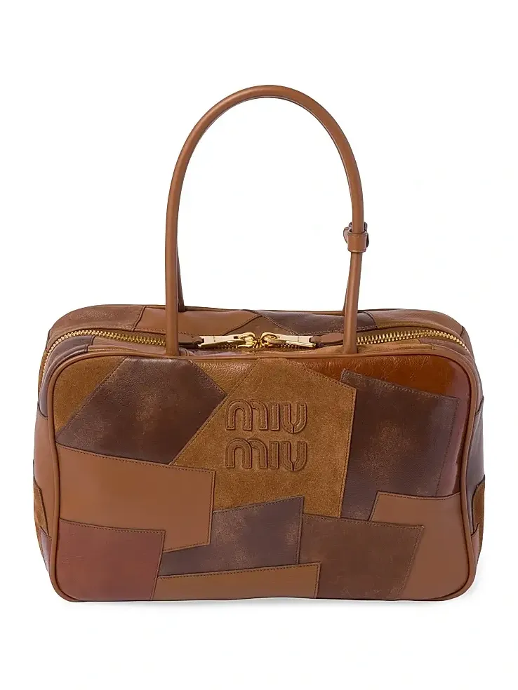Women's Leather Patchwork Beau Top Handle Bag